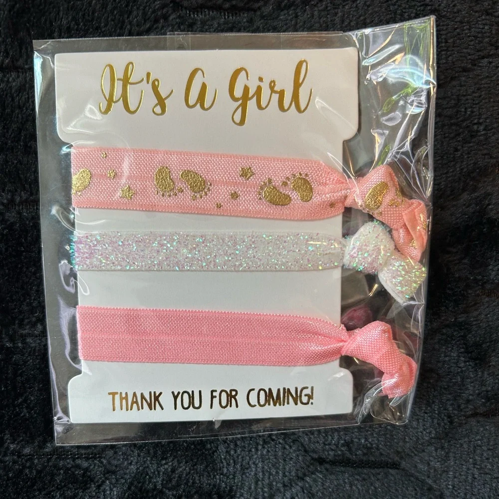It’s A Girl Baby Shower Favors 48 Count Individually Wrapped Hair Ties